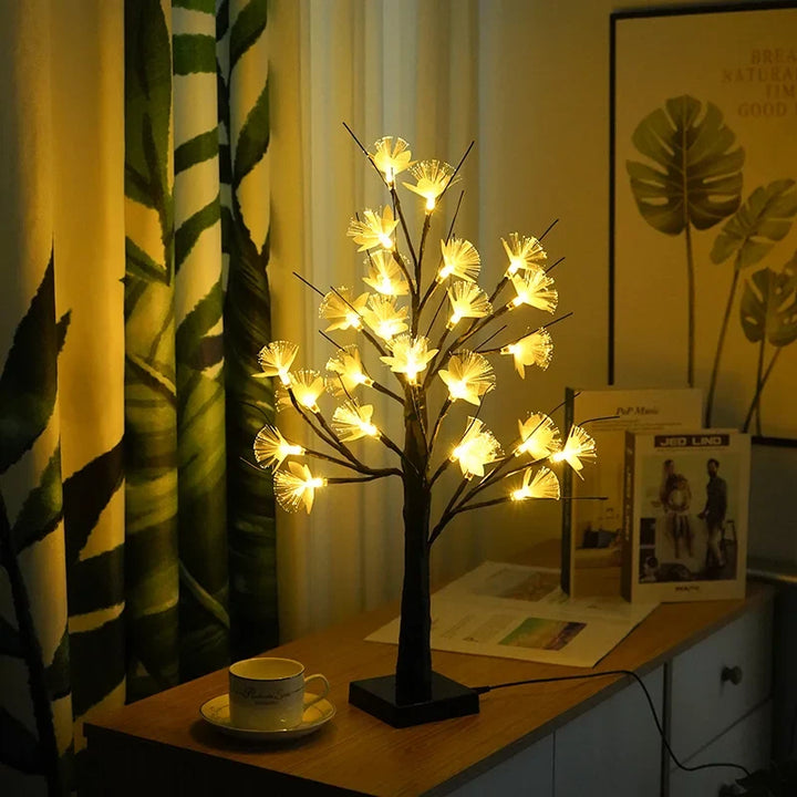 Björk Fiberoptisk Blomlampe - Elegant Design | USB &amp; Batteri