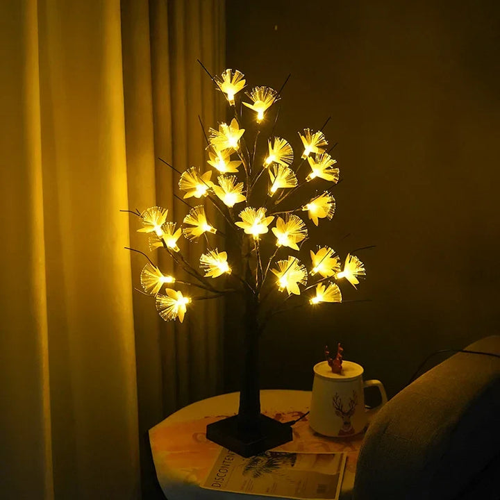 Björk Fiberoptisk Blomlampe - Elegant Design | USB &amp; Batteri