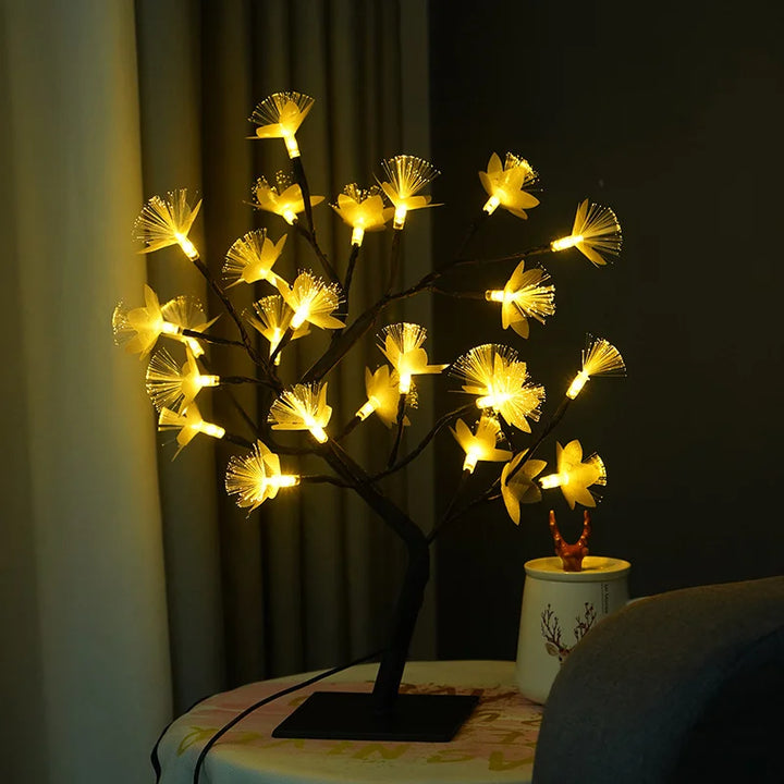 Björk Fiberoptisk Blomlampe - Elegant Design | USB &amp; Batteri