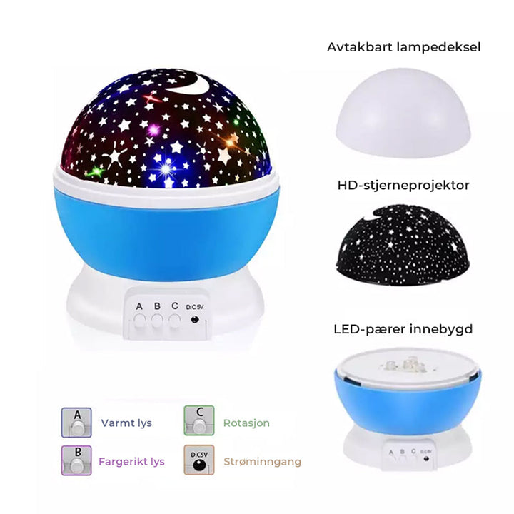 Galakse Stjerneprojektor med Fjärrkontroll - magisk nattlys