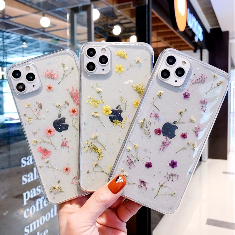 Transparent Blommor iPhone-deksel – Elegans och Skydd