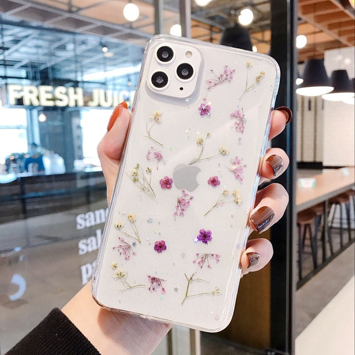 Transparent Blommor iPhone-deksel – Elegans och Skydd