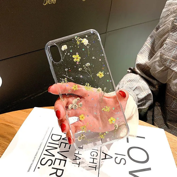 Transparent Blommor iPhone-deksel – Elegans och Skydd