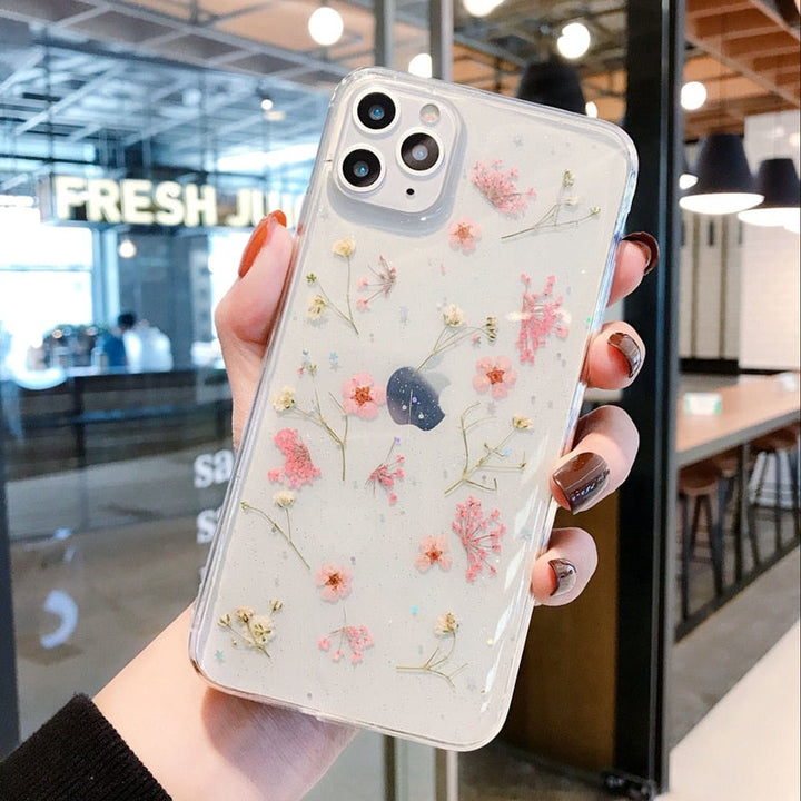 Transparent Blommor iPhone-deksel – Elegans och Skydd