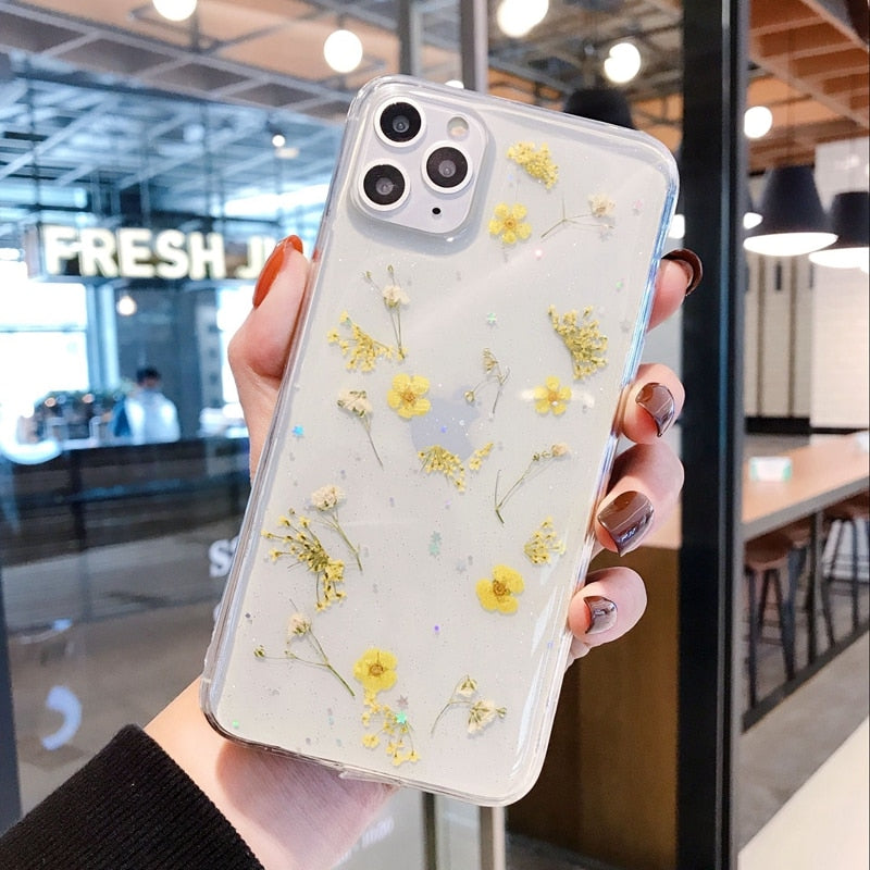 Transparent Blommor iPhone-deksel – Elegans och Skydd