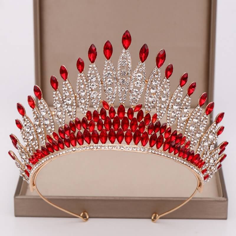 Glittrende Krystall Kongekrone Tiara för Kvinnor