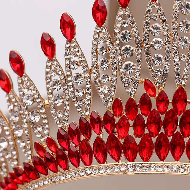 Glittrende Krystall Kongekrone Tiara för Kvinnor