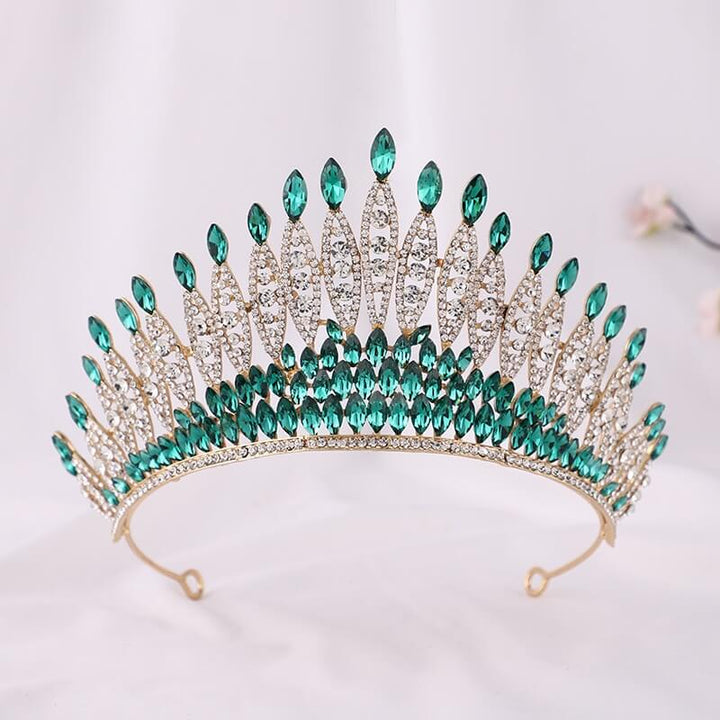 Glittrende Krystall Kongekrone Tiara för Kvinnor