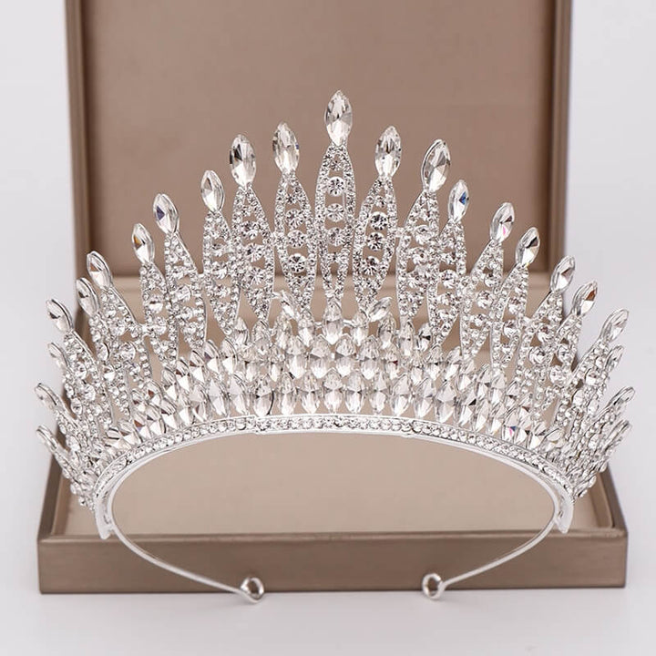 Glittrende Krystall Kongekrone Tiara för Kvinnor