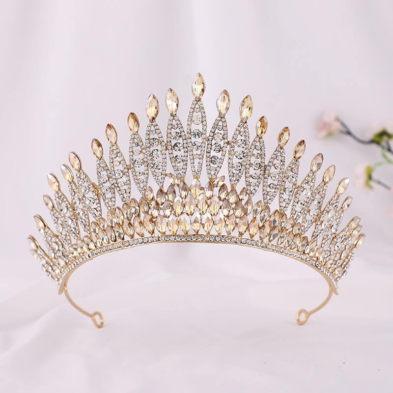Glittrende Krystall Kongekrone Tiara för Kvinnor
