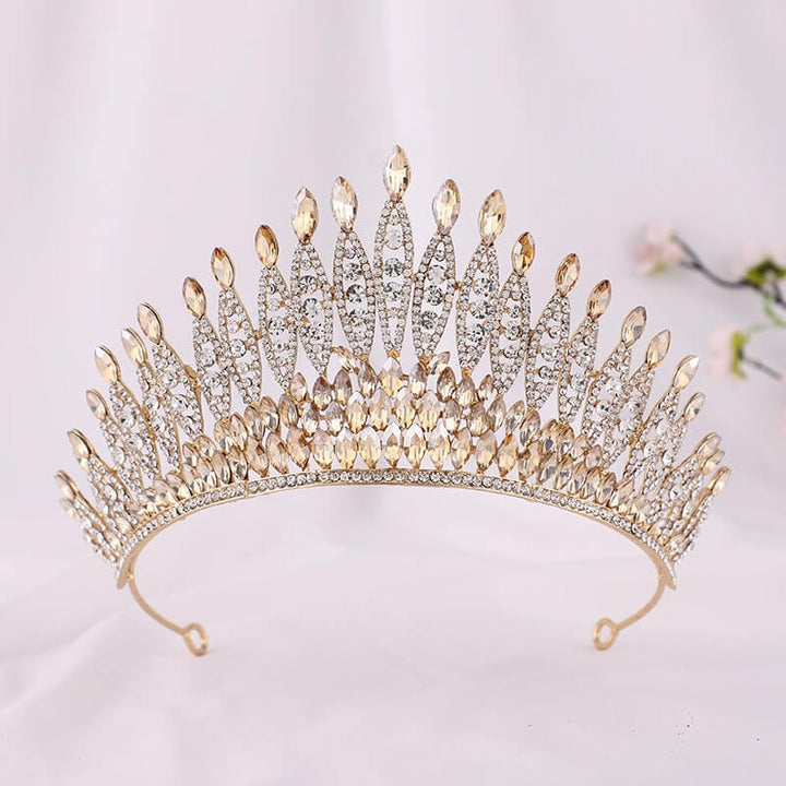 Glittrende Krystall Kongekrone Tiara för Kvinnor
