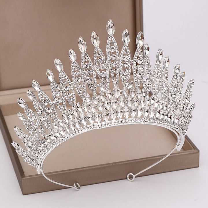 Glittrende Krystall Kongekrone Tiara för Kvinnor
