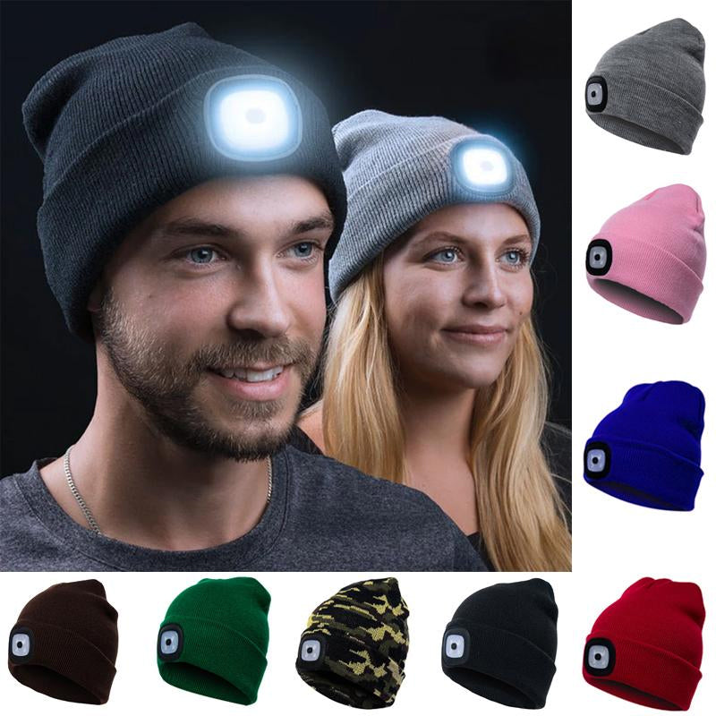 LED Vinterlue - Stickad Mössa med Ljus för Utomhusaktiviteter