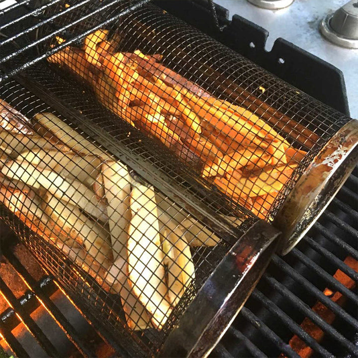 Grillkurv i Rustfritt Stål - Roterende 360° för Jämn Matlagning