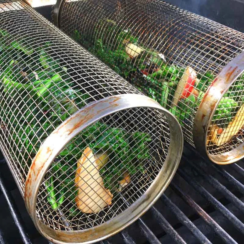 Grillkurv i Rustfritt Stål - Roterende 360° för Jämn Matlagning