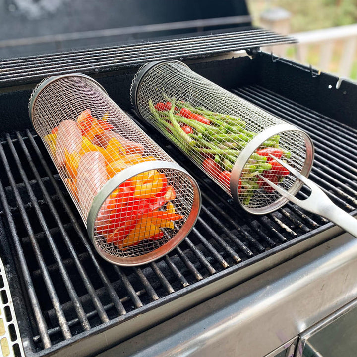 Grillkurv i Rustfritt Stål - Roterende 360° för Jämn Matlagning