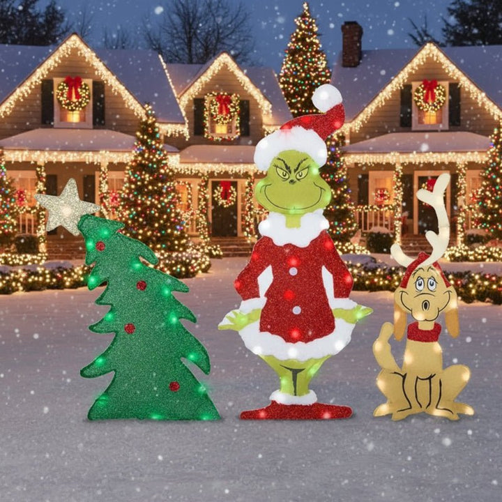 Grinch LED Hagedekorasjon för Utomhus Användning
