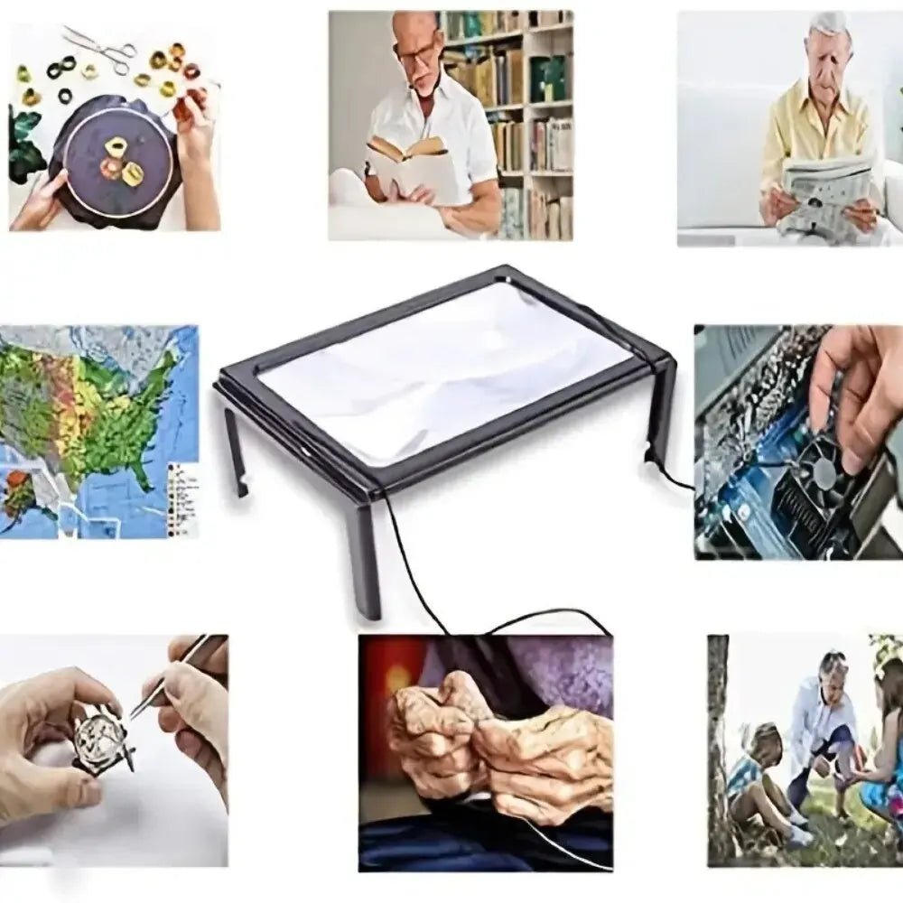Håndfritt Bordforstörrelsesglass med LED-ljus för Krystallklar Lesing