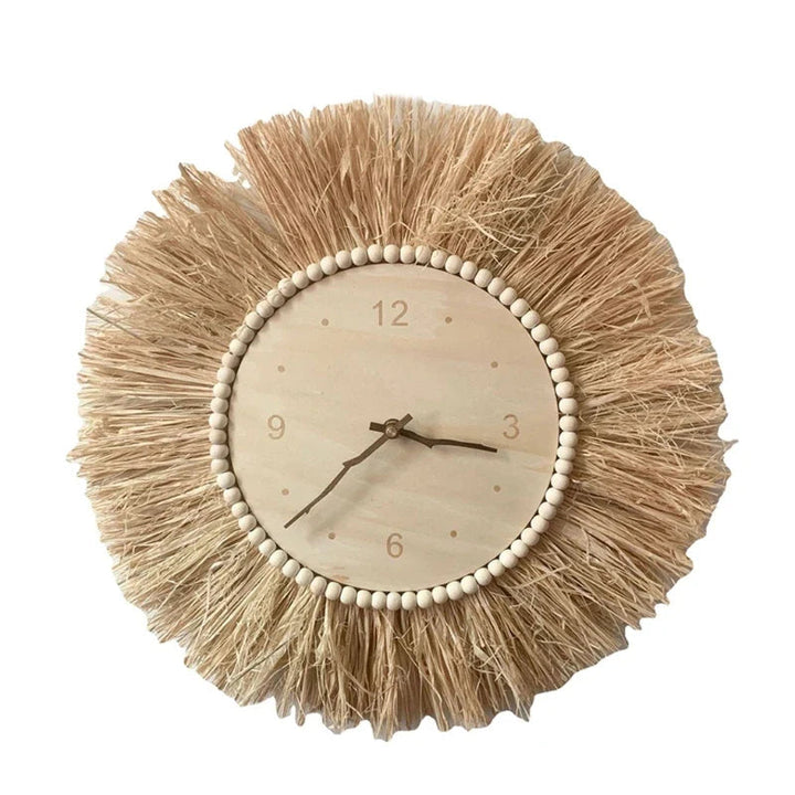 Håndlaget Veggklokke i Boho-stil, Brun