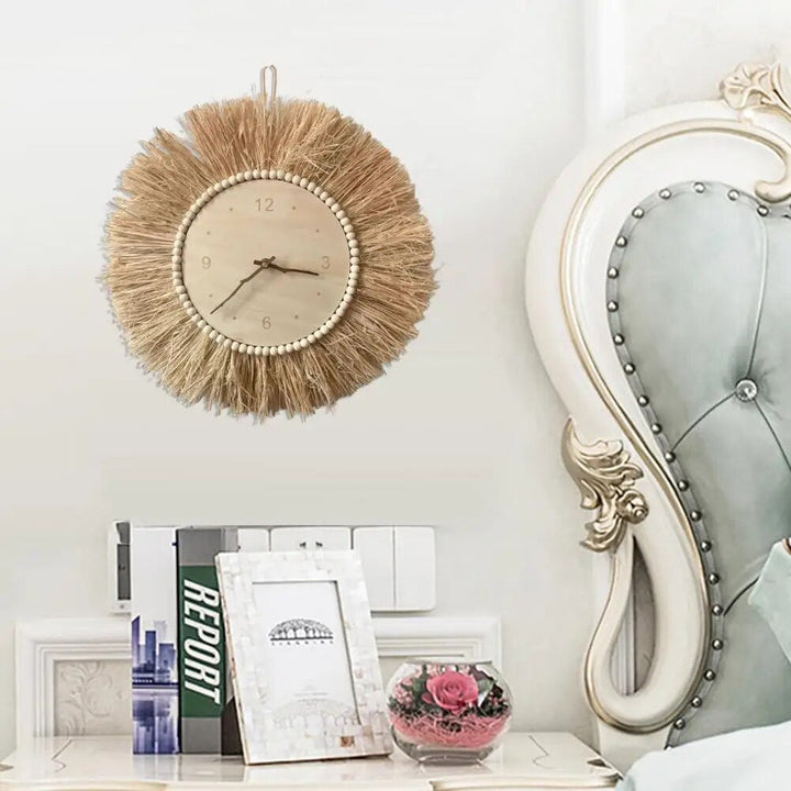 Håndlaget Veggklokke i Boho-stil, Brun