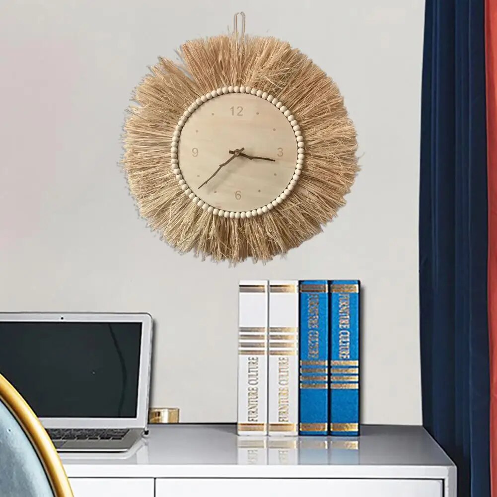 Håndlaget Veggklokke i Boho-stil, Brun