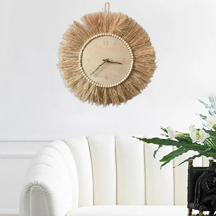 Håndlaget Veggklokke i Boho-stil, Brun