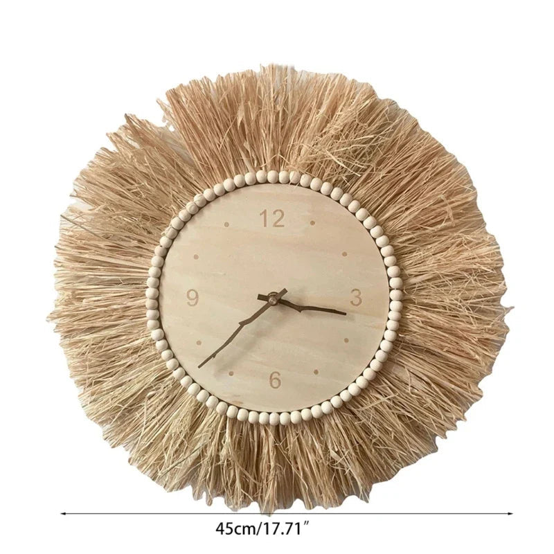 Håndlaget Veggklokke i Boho-stil, Brun