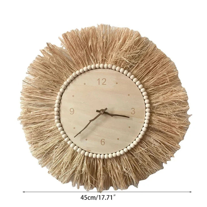 Håndlaget Veggklokke i Boho-stil, Brun