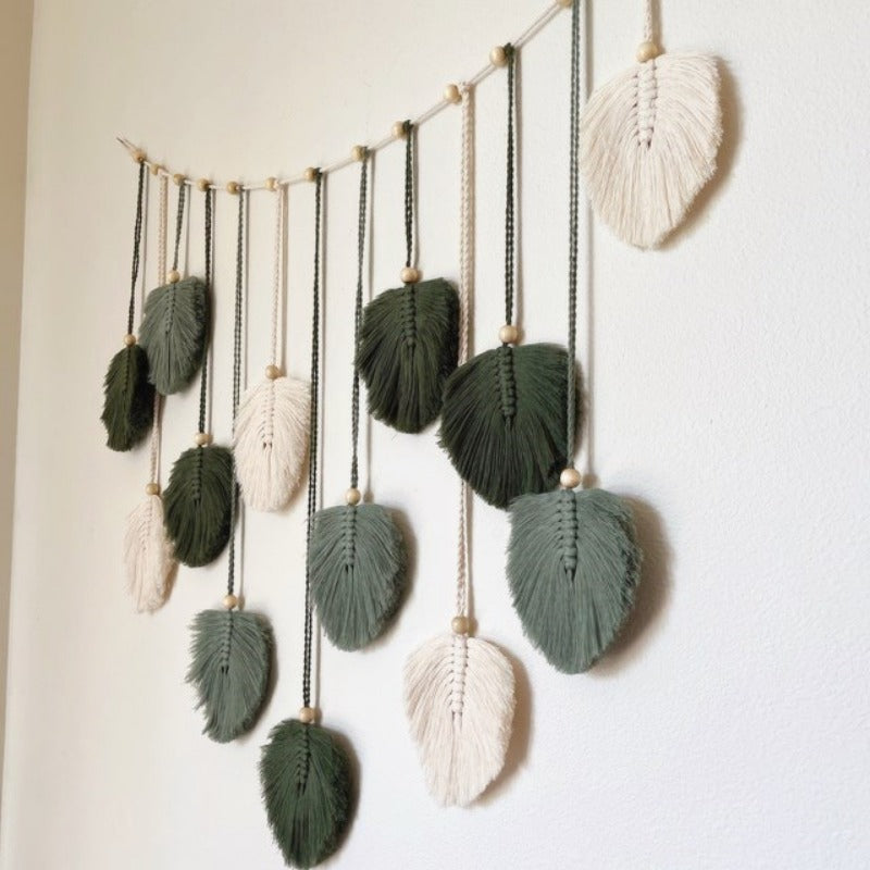 Håndlaget Macrame Bladgirlander för Veggdekor