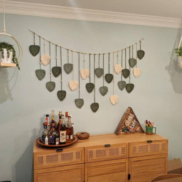 Håndlaget Macrame Bladgirlander för Veggdekor