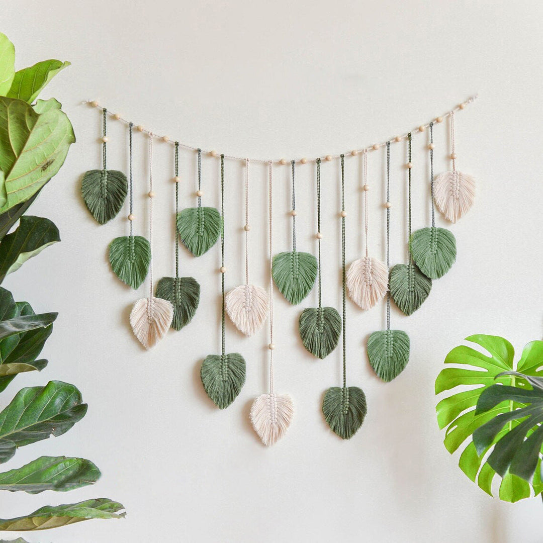 Håndlaget Macrame Bladgirlander för Veggdekor