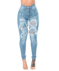 Rippede Jeans med Hög Midja för Kvinnor – Trendig & Bekväm