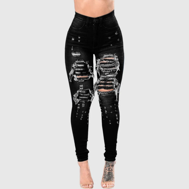 Rippede Jeans med Hög Midja för Kvinnor – Trendig &amp; Bekväm