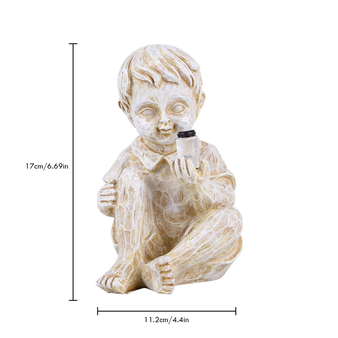 Solcelle hagestatue: Flicka med ildfluer, 22.5 cm