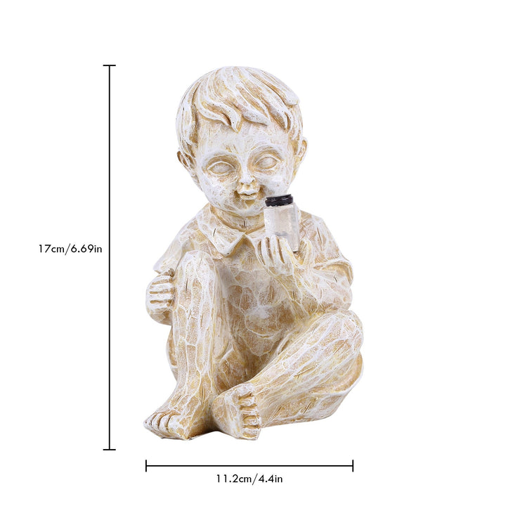 Solcelle hagestatue: Flicka med ildfluer, 22.5 cm