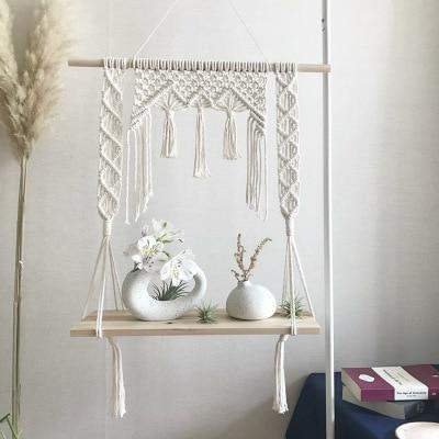 Hengende Macramé Vegghylle – Boho Interiördekor