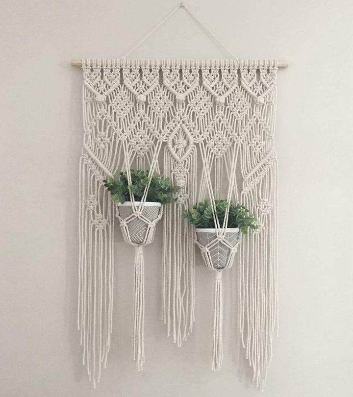 Hengende Macramé Vegghylle – Boho Interiördekor