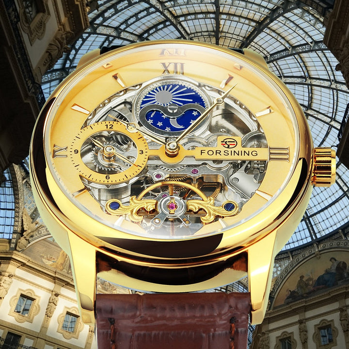 Herr Automatisk Skjelettklokke – Tidlös Elegans med Lärreim