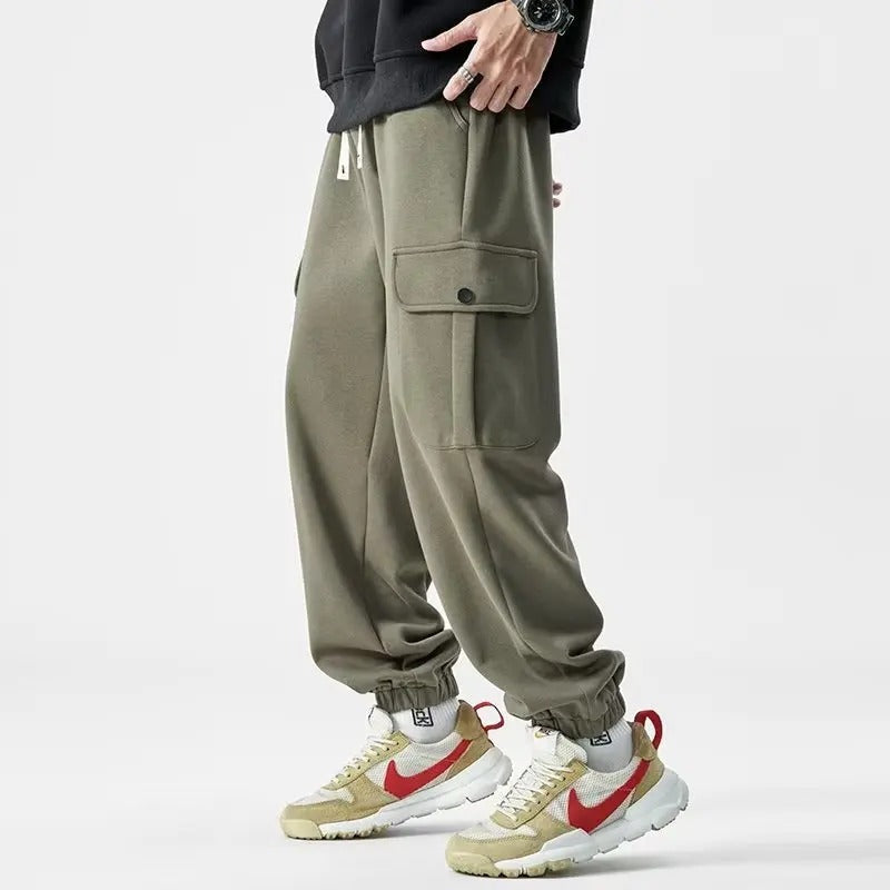 Herr Cargo Sweatpants med Elastisk Midja för Komfort