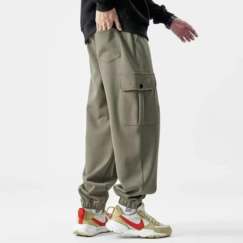 Herr Cargo Sweatpants med Elastisk Midja för Komfort