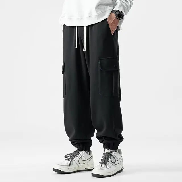 Herr Cargo Sweatpants med Elastisk Midja för Komfort