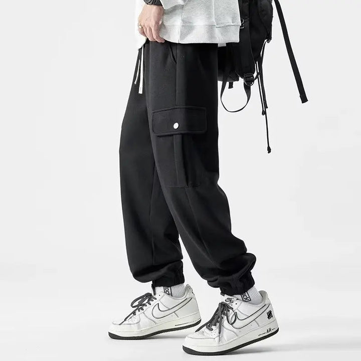 Herr Cargo Sweatpants med Elastisk Midja för Komfort