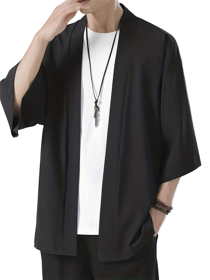 Herr Kimono i Japansk Stil med Åpen Front