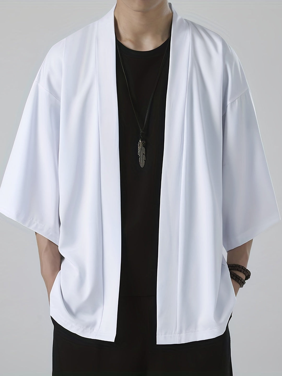 Herr Kimono i Japansk Stil med Åpen Front