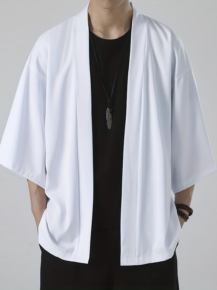 Herr Kimono i Japansk Stil med Åpen Front