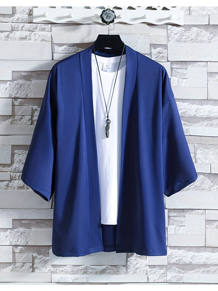 Herr Kimono i Japansk Stil med Åpen Front