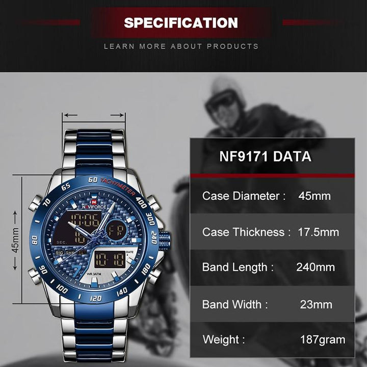 Herr Vattentät Militär Sports Armbåndsur med Multifunksjon