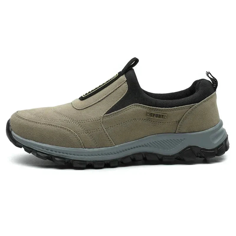 Herr Bekväma Slip-on Tursko i Semsket Läder