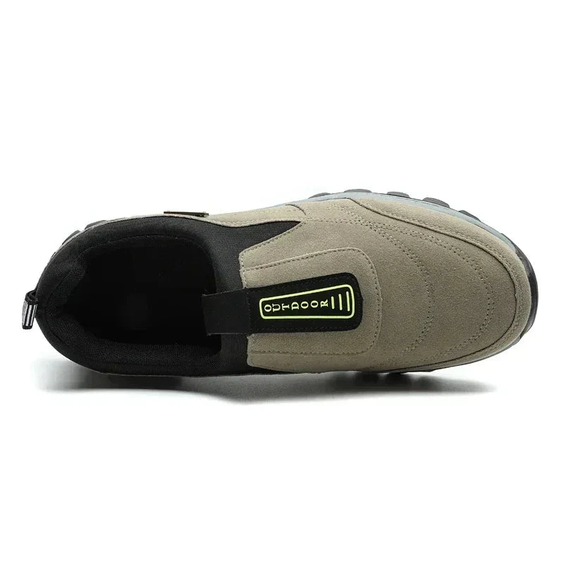 Herr Bekväma Slip-on Tursko i Semsket Läder