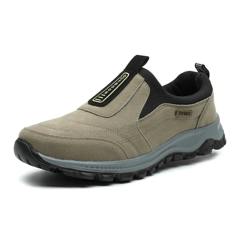 Herr Bekväma Slip-on Tursko i Semsket Läder